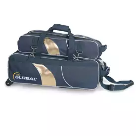 900 Global 3 Ball Deluxe Airline Tote Blue/Gold Bowling Bag