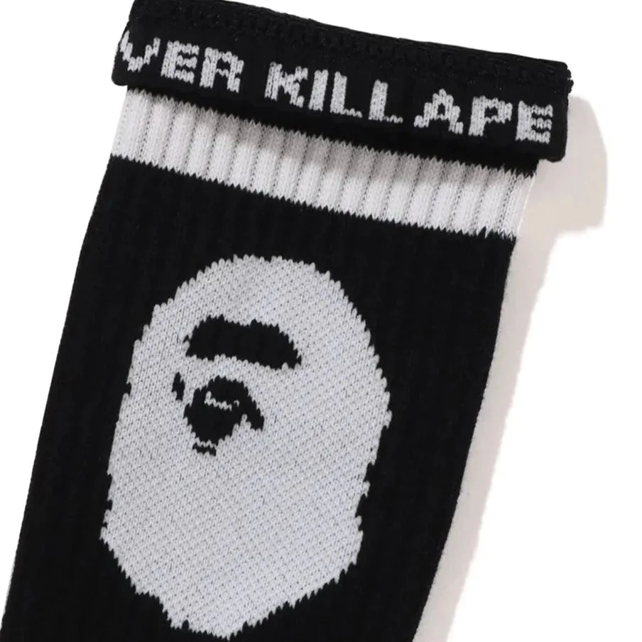 A BATHING APE APE HEAD LINE SOCKS - BLACK