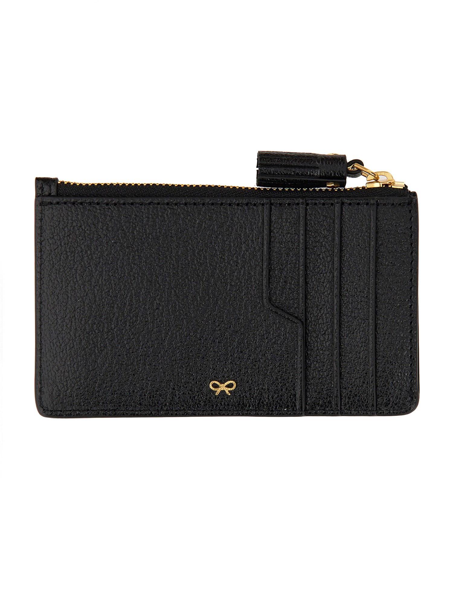 ANYA HINDMARCH    EYES CARD CASE IN GRAINED LEATHER WITH ZIPPER