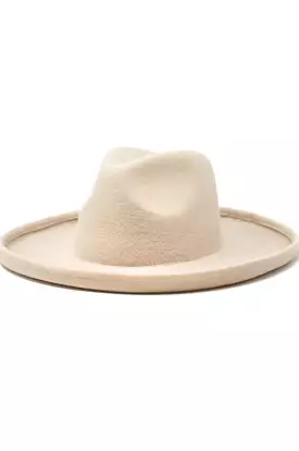 Beige Rolled Brim Rancher Style Hat