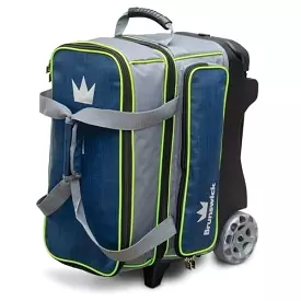 Brunswick Crown Deluxe Double Roller Navy Lime Bowling Bag