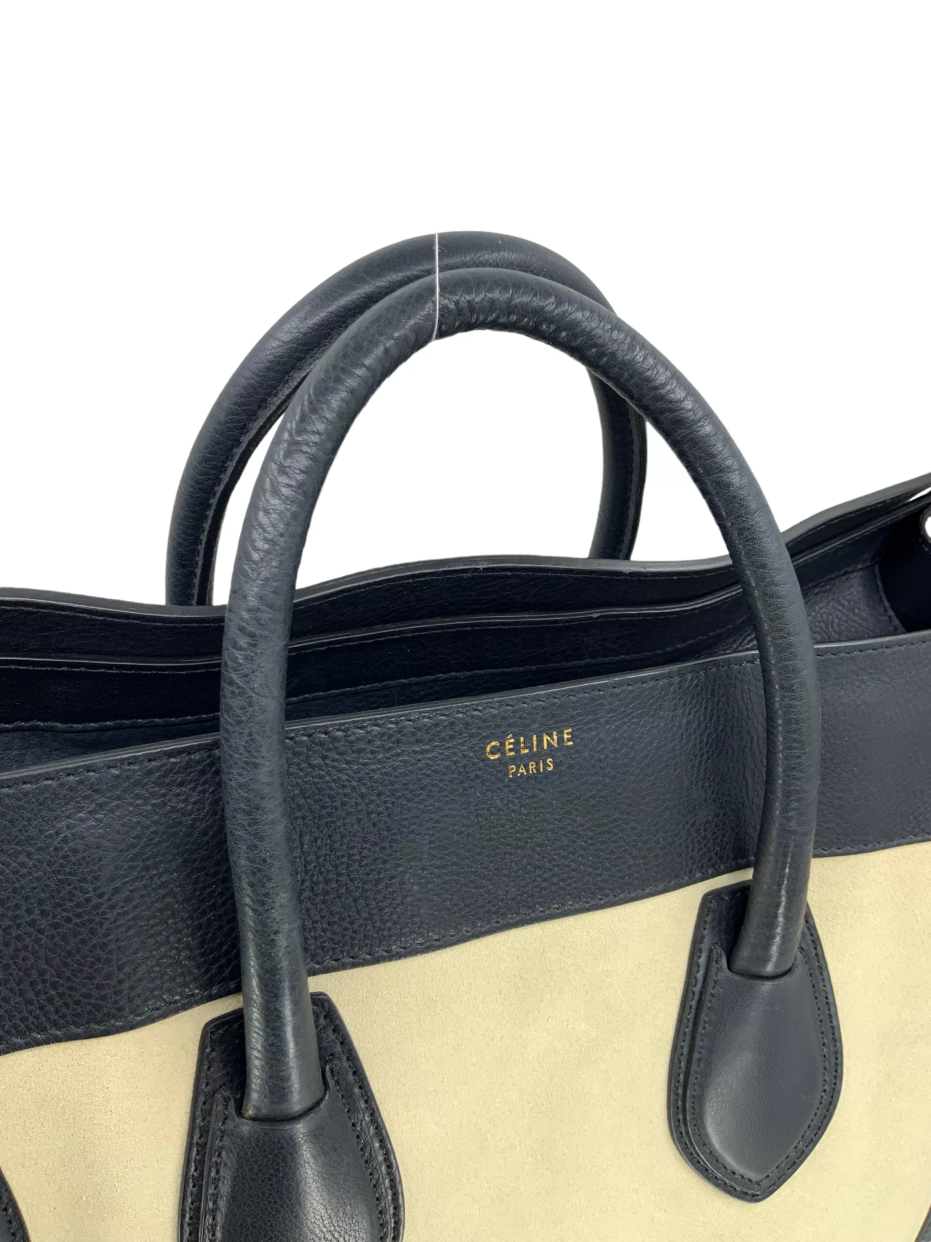 Celine Nubuck Calfskin Leather Medium Luggage Tote Bag