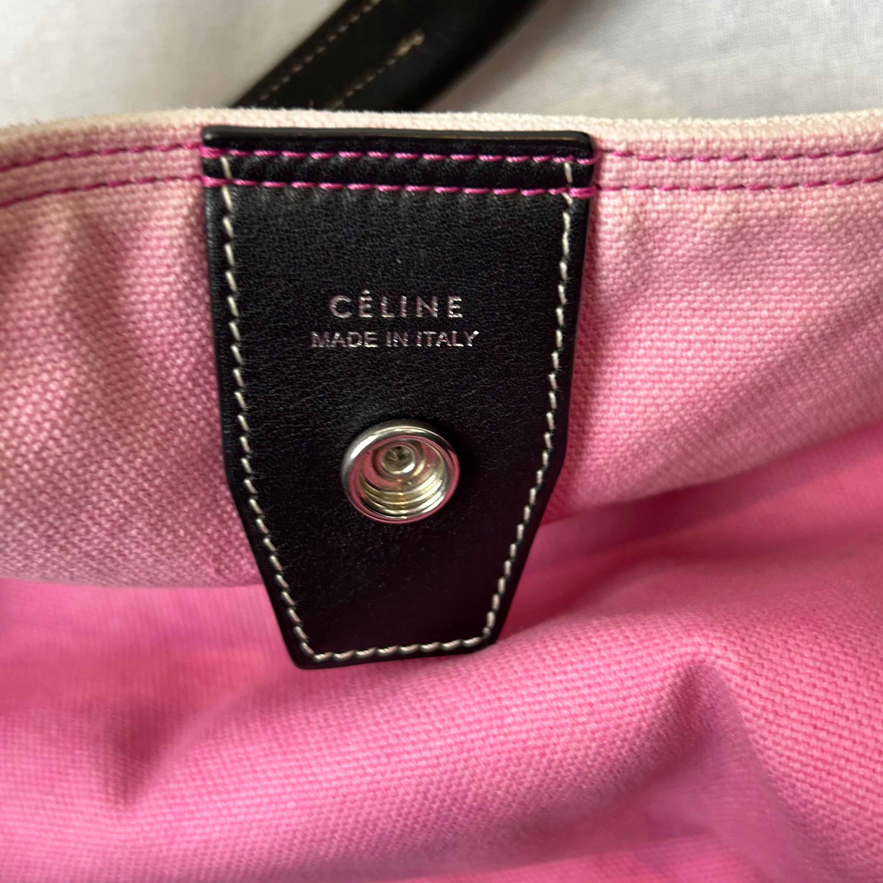 Celine Rare Phoebe Philo Pink Tie Dye and Black Leather Winged Tote Bag