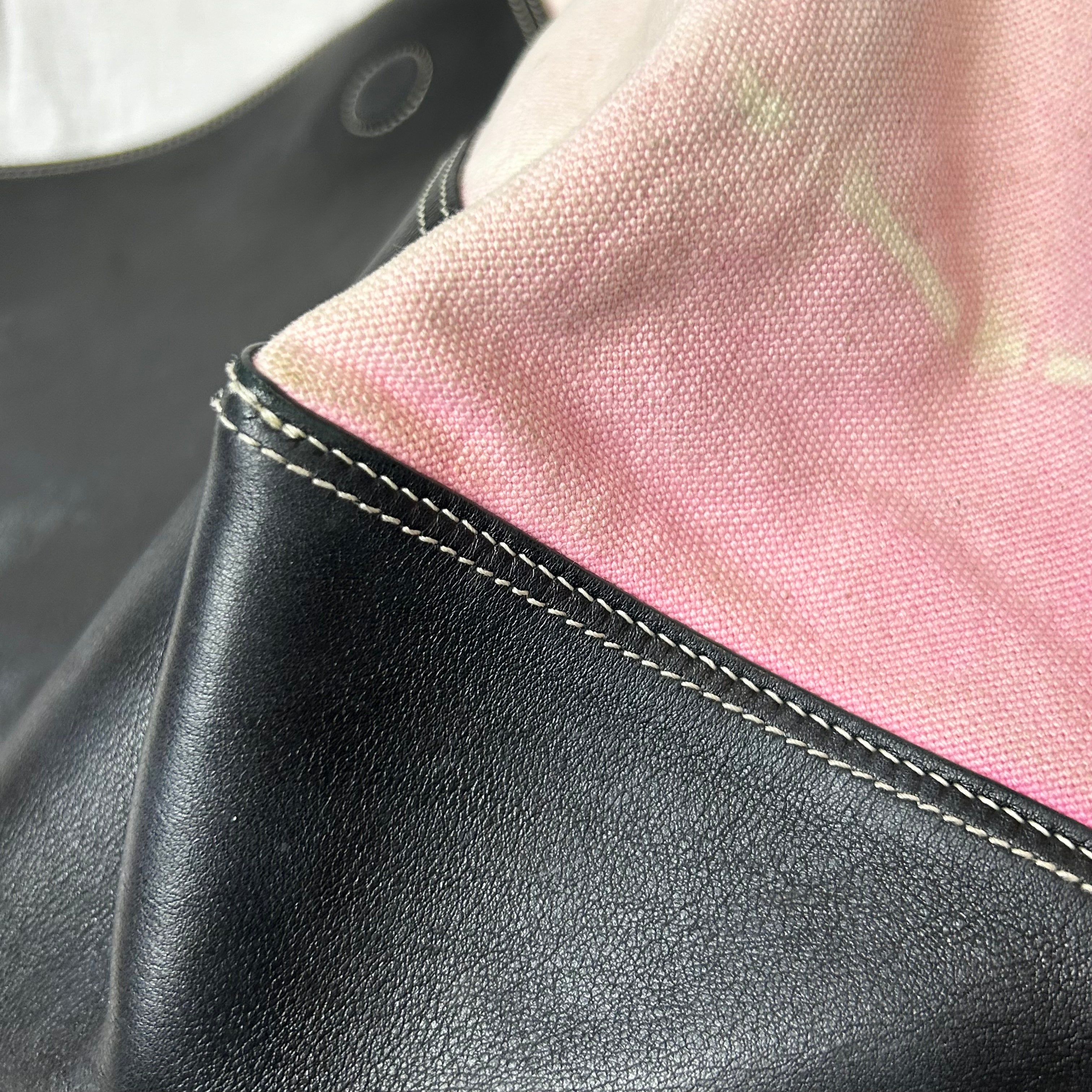 Celine Rare Phoebe Philo Pink Tie Dye and Black Leather Winged Tote Bag