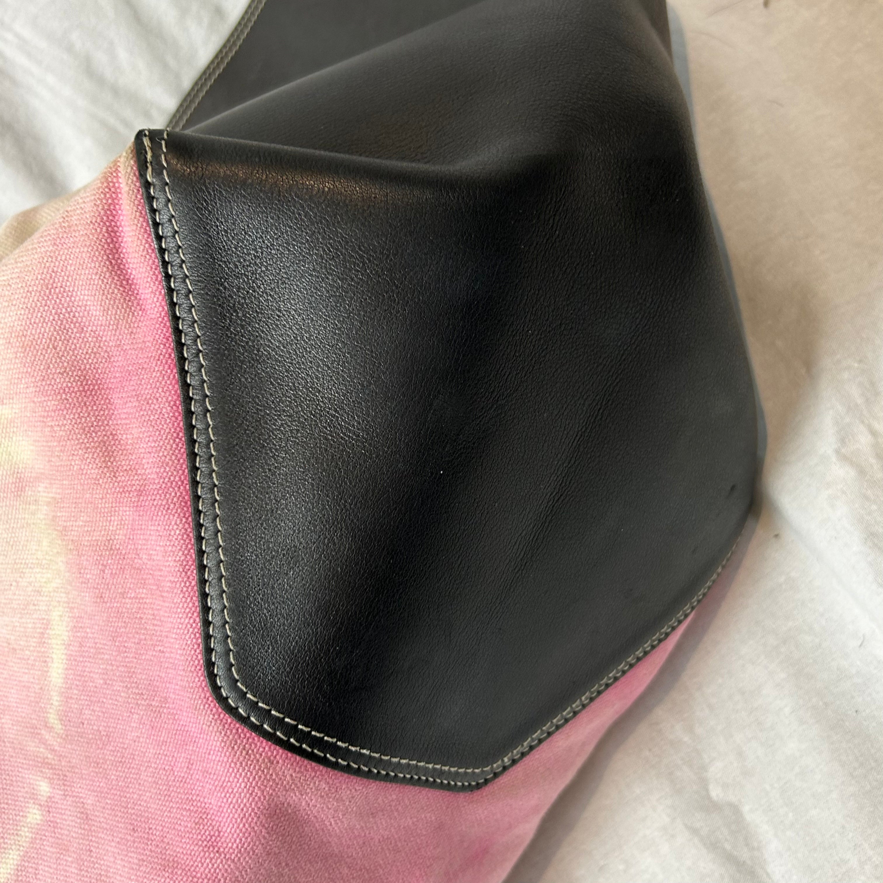 Celine Rare Phoebe Philo Pink Tie Dye and Black Leather Winged Tote Bag