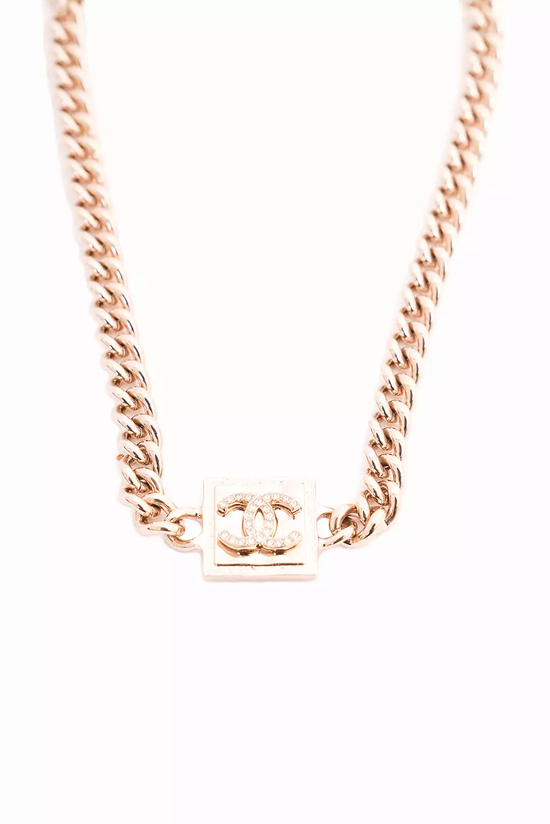 Chanel Gold Square Logo Necklace