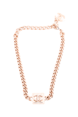 Chanel Gold Square Logo Necklace