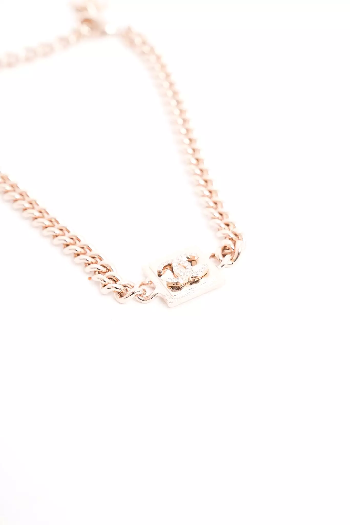 Chanel Gold Square Logo Necklace