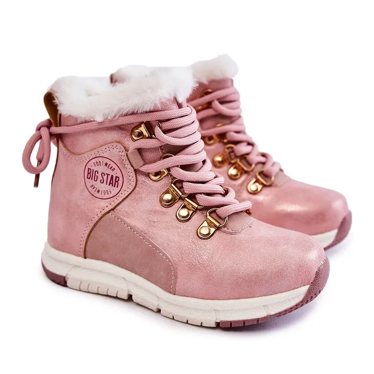 Children's insulated boots with a zipper Big Star KK374177 Pink