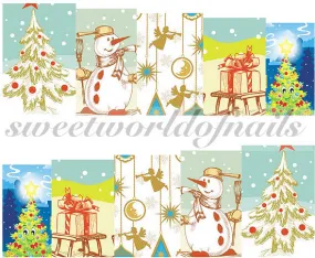 Christmas Nail Art Snowman Water Decals Transfers Wraps