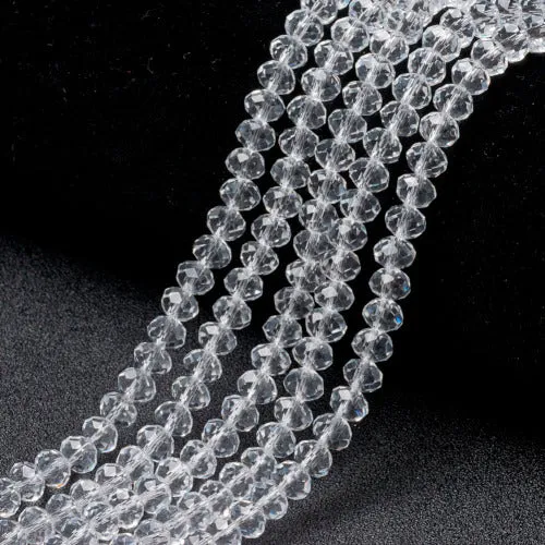 Crystal Glass Beads, Rondelle, Transparent, Faceted, Clear, 8mm