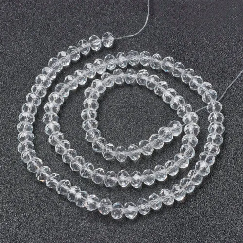 Crystal Glass Beads, Rondelle, Transparent, Faceted, Clear, 8mm