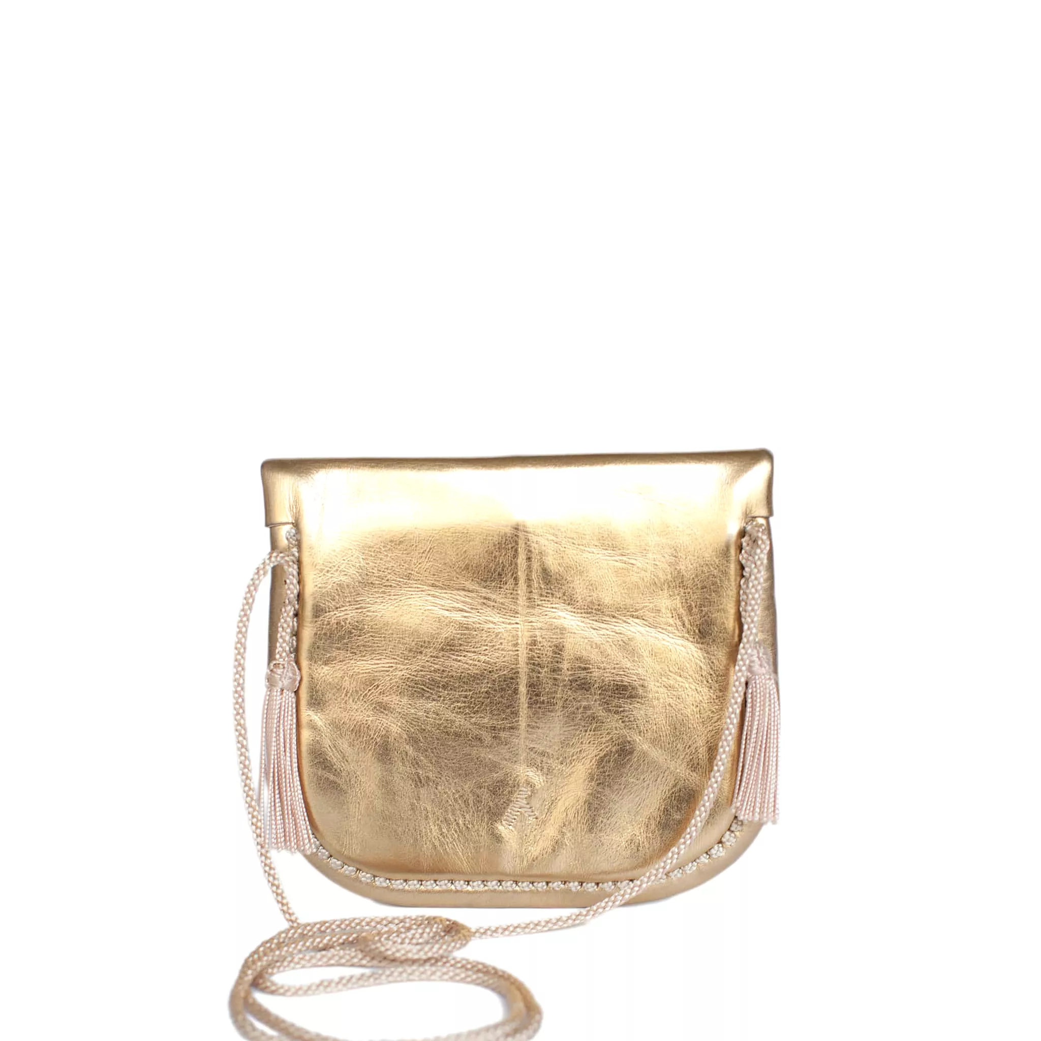 Embroidered Mini Crossbody Bag in Gold