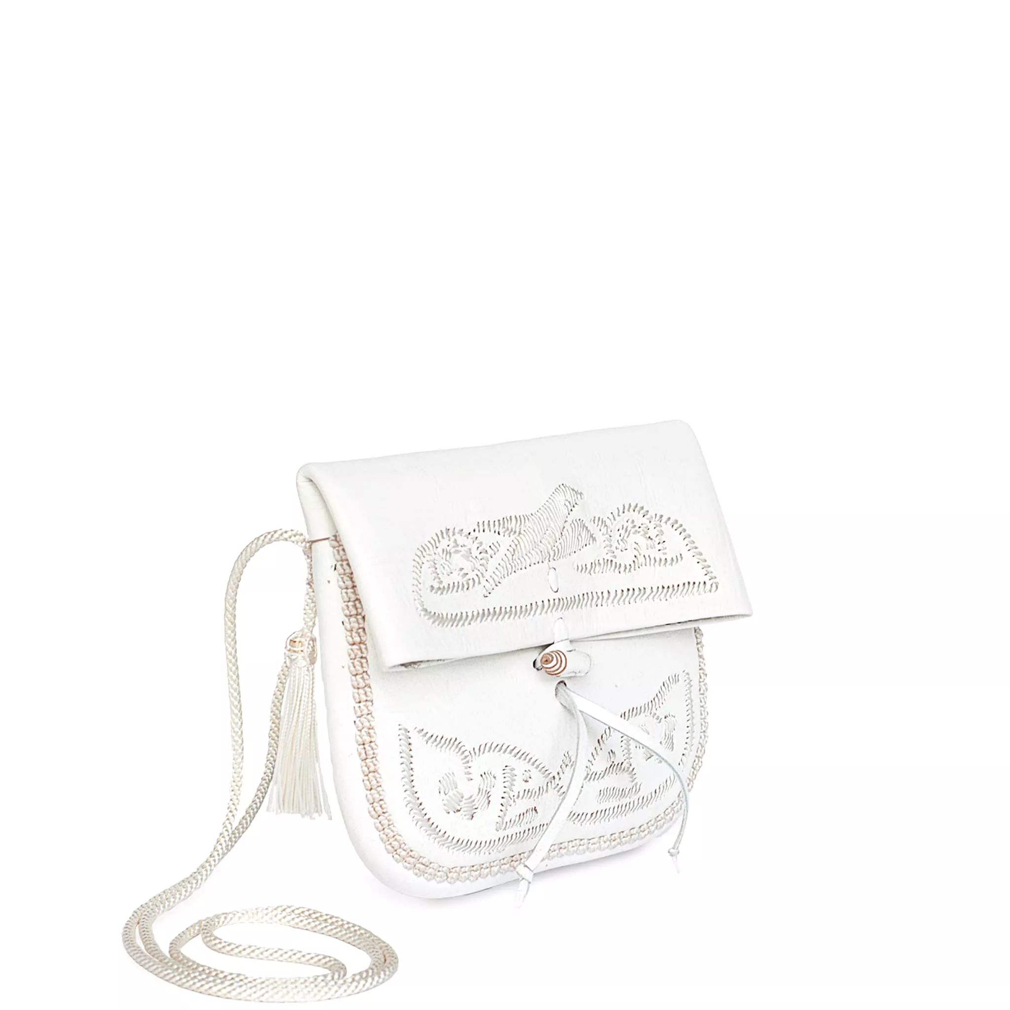 Embroidered Mini Crossbody Bag in White