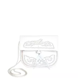 Embroidered Mini Crossbody Bag in White