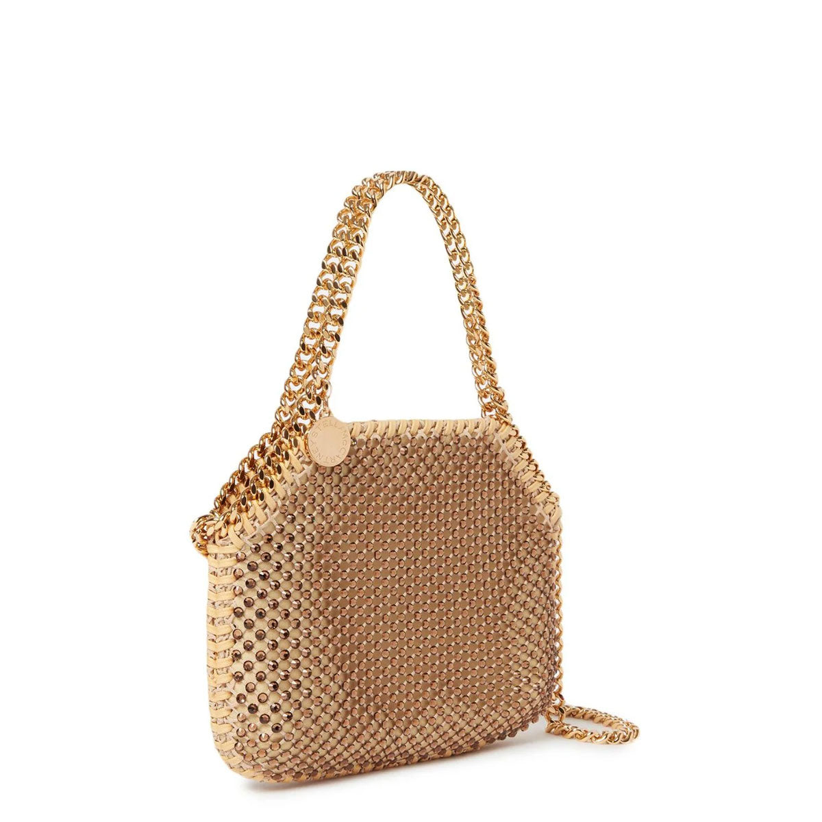 Falabella Mini Evening Crystal Mesh, Fawn