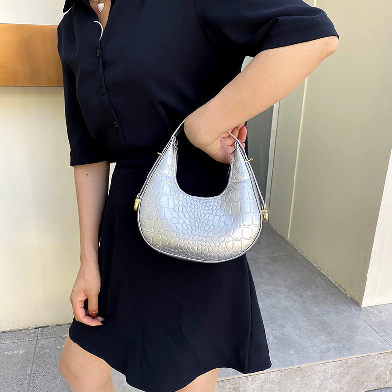 Fashion Alligator Pattern Shoulder Bags For Women Small Handle Underarm Bag