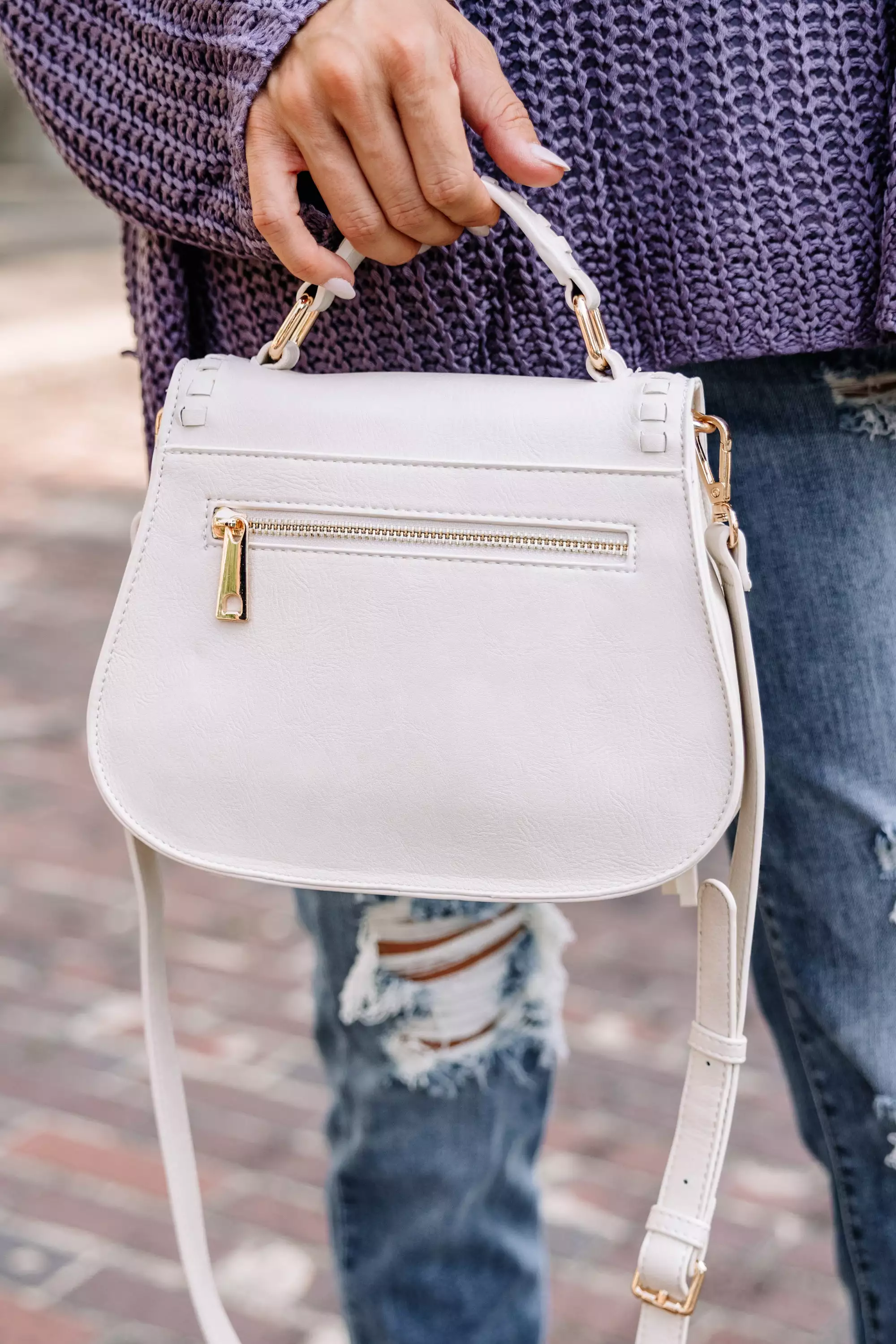 Feels Like Fun Cream White Mini Saddle Purse