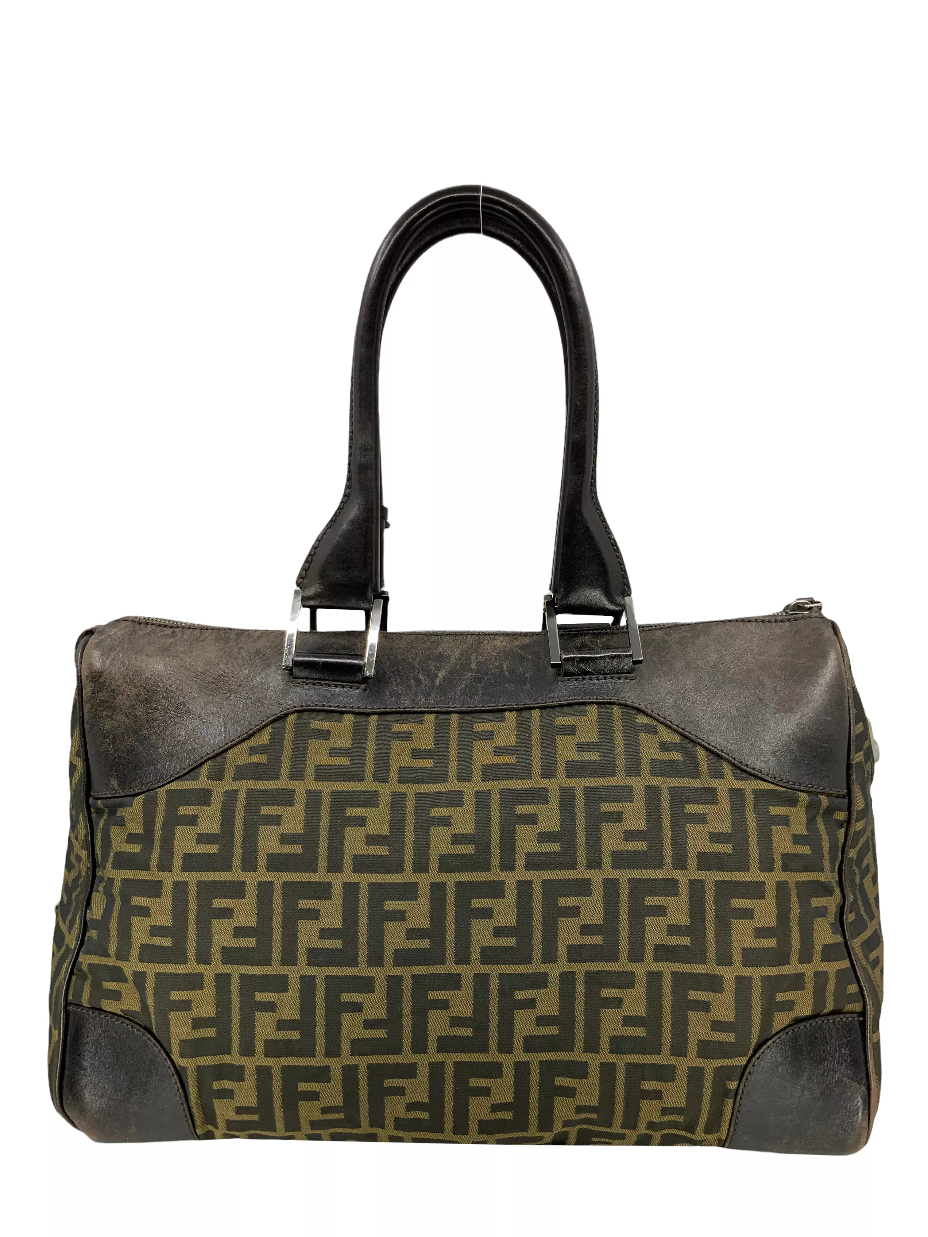 FENDI Zucca Canvas and Leather Small Duffel Bag