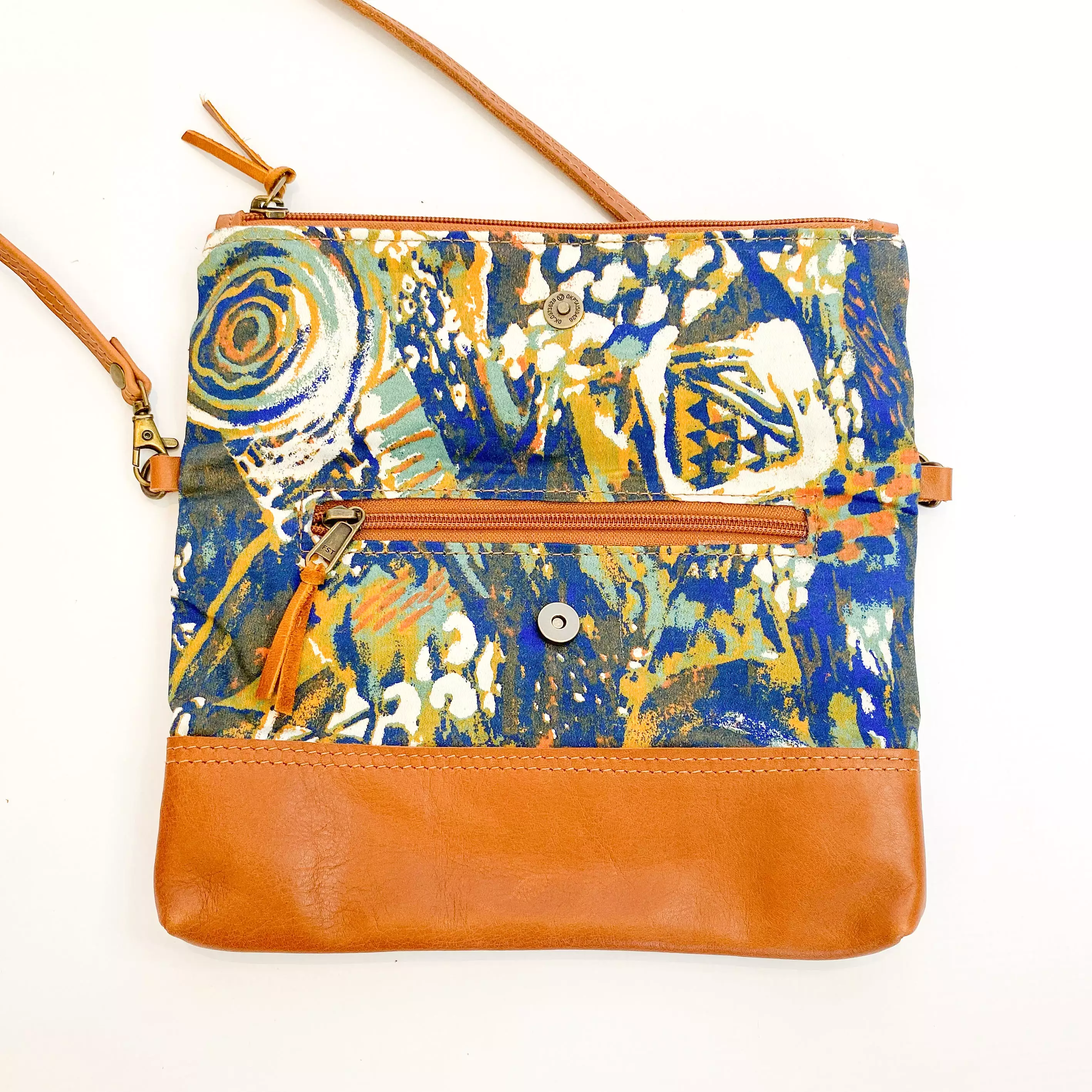 Gia leather multi art foldover bag