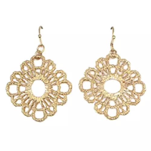 Gold Coloured Floral Filigree Earrings