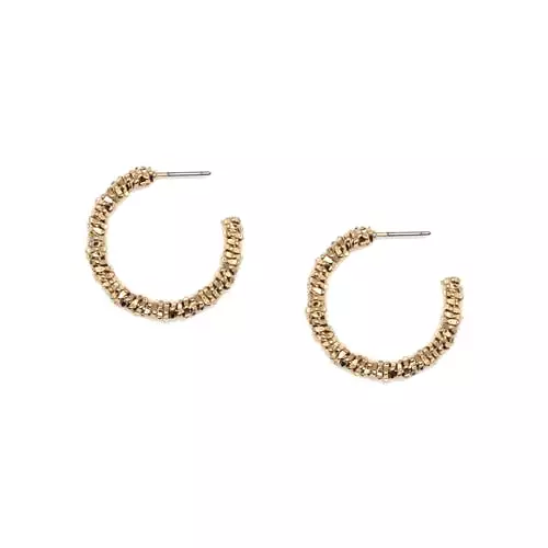 Gold Shiney Detailed C Shape Earrings