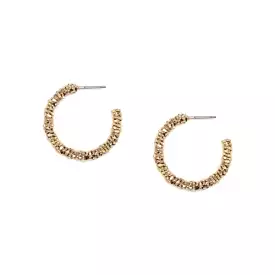 Gold Shiney Detailed C Shape Earrings