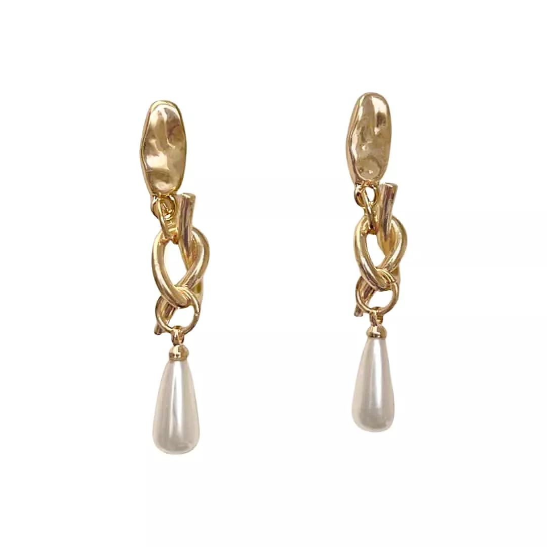 Gold-Tone and Pearl Drop Earrings