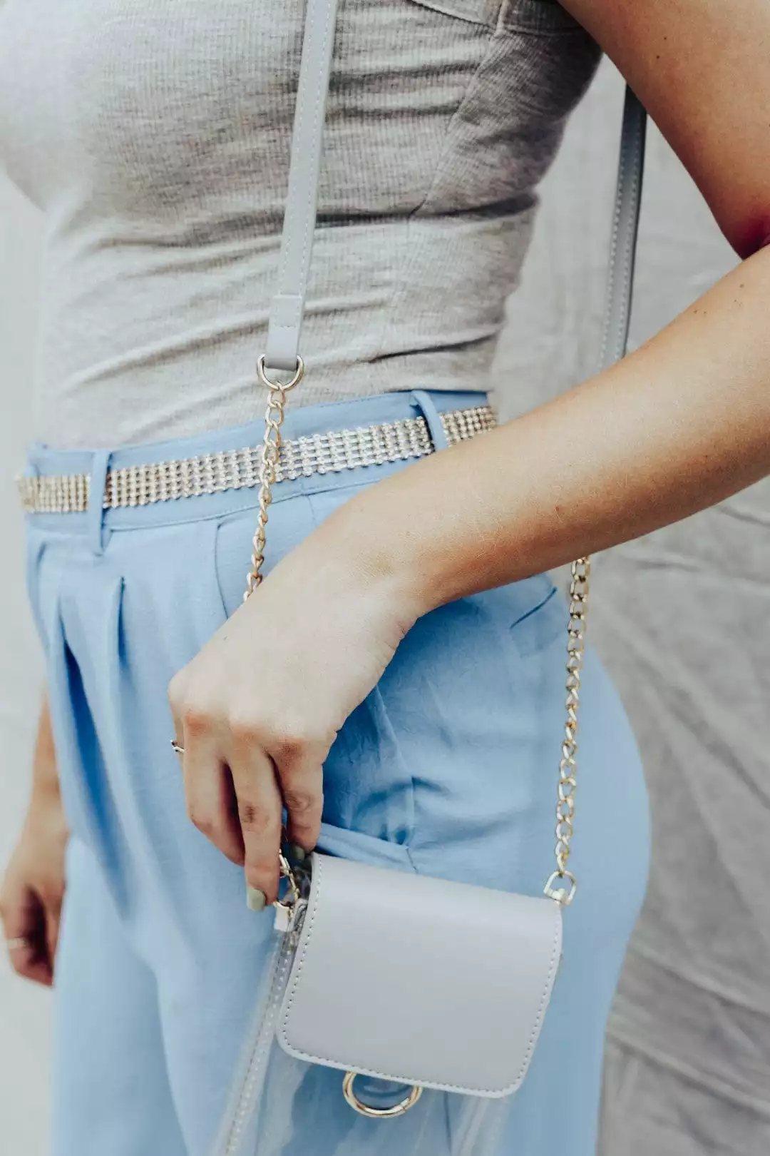 Gray Flap Clear Purse