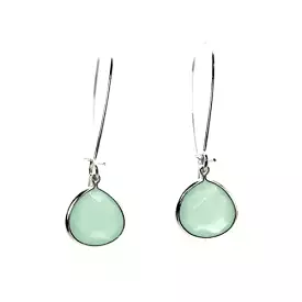 Green Chalcedony Stone Drop Earrings