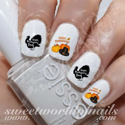 Happy Thanksgiving Nail Art Turkey Water Decals