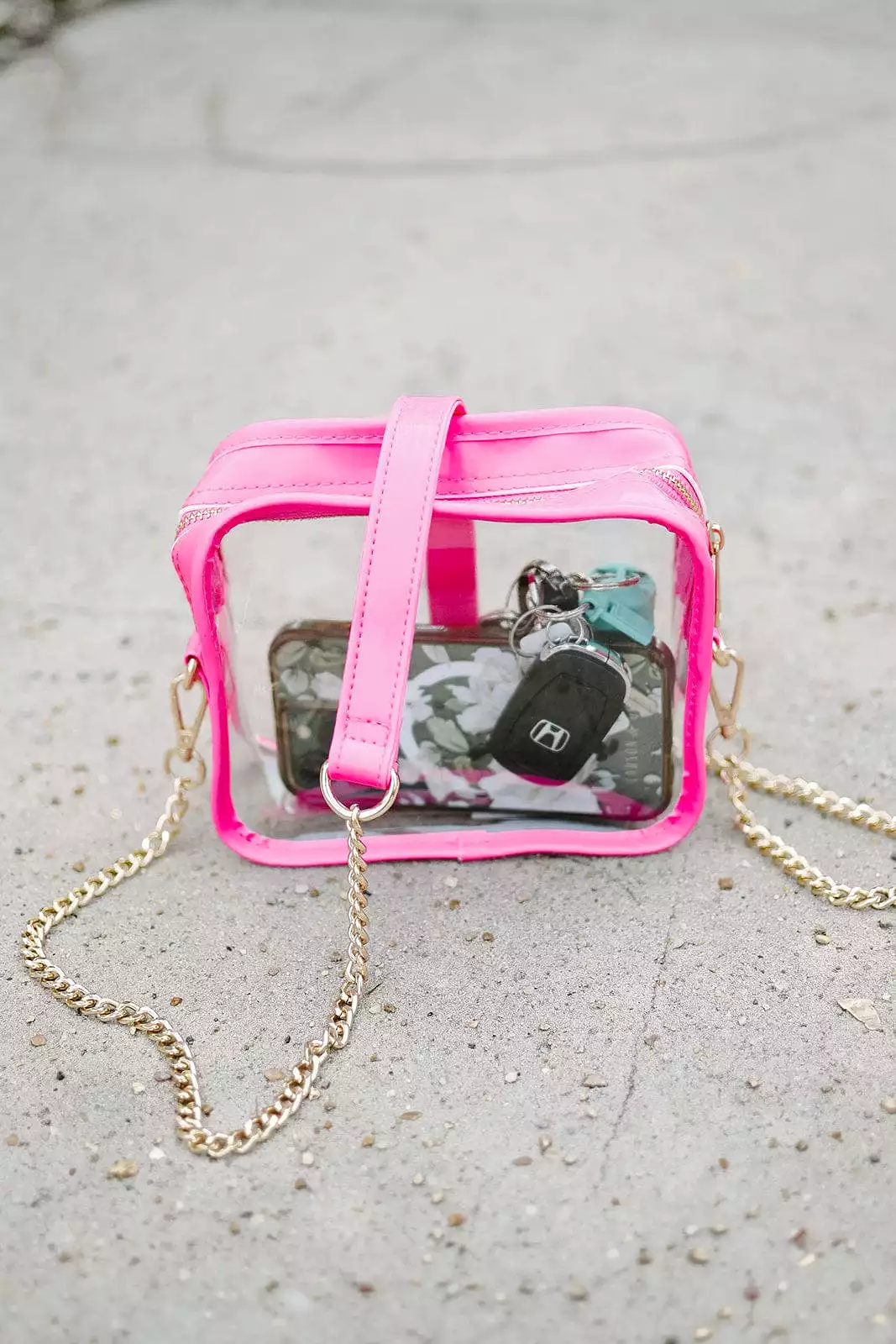 Hot Pink Trim Clear Crossbody