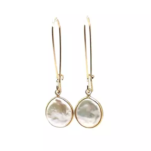 Ivory Stone Brass Drop Earrings