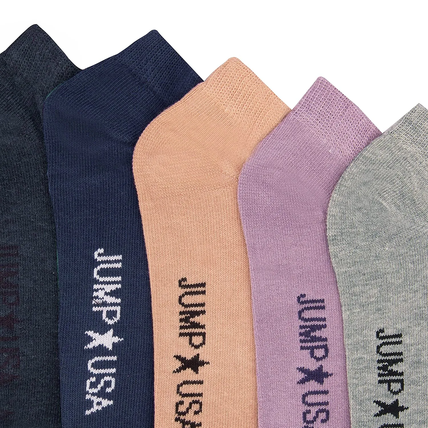 JUMP USA Men's Pack of 5 Ankle Length socks | Men's Casual Socks for Everyday Wear - Sweat Proof, Quick Dry, Padded for Extra Co