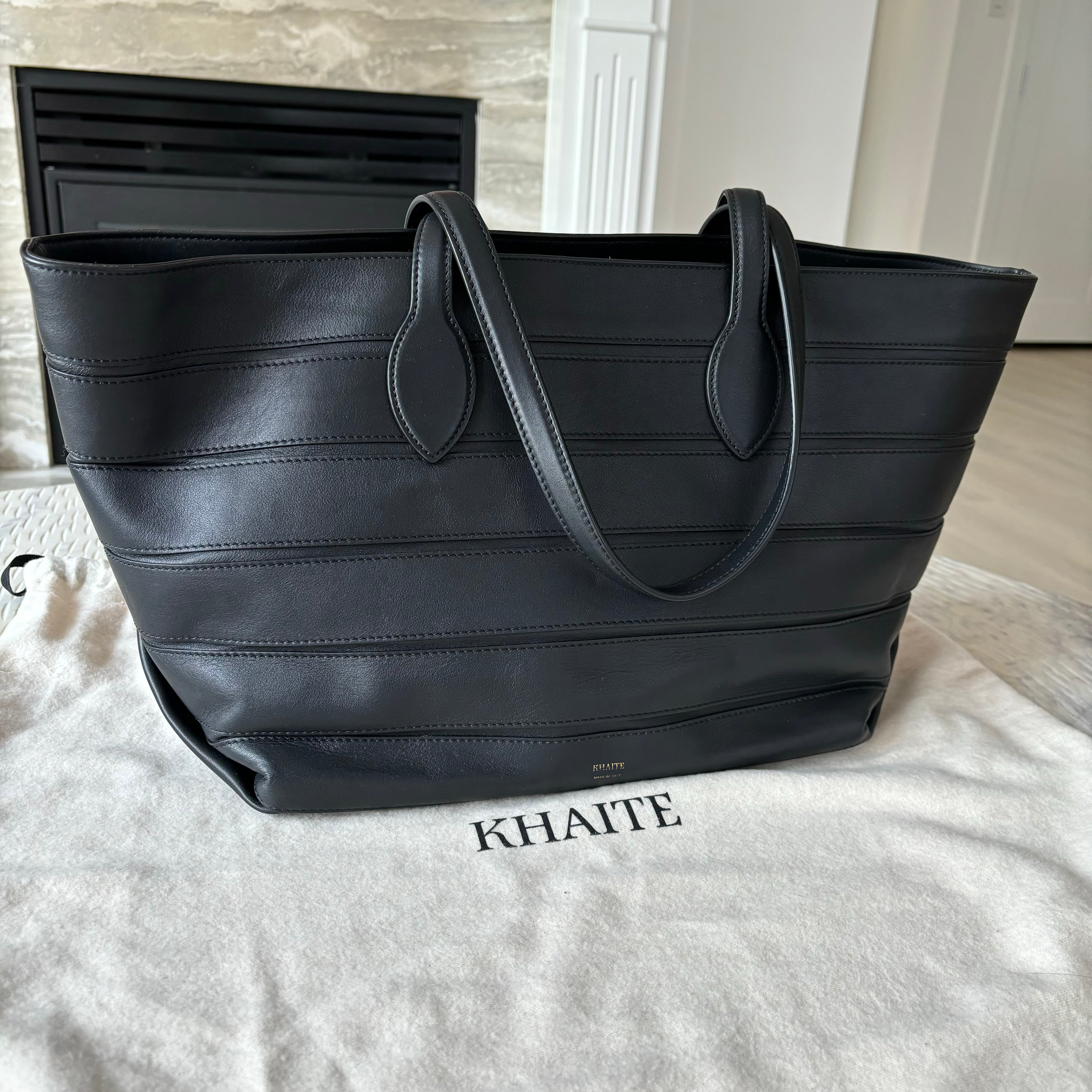 KHAITE Florence Stripe Leather Tote