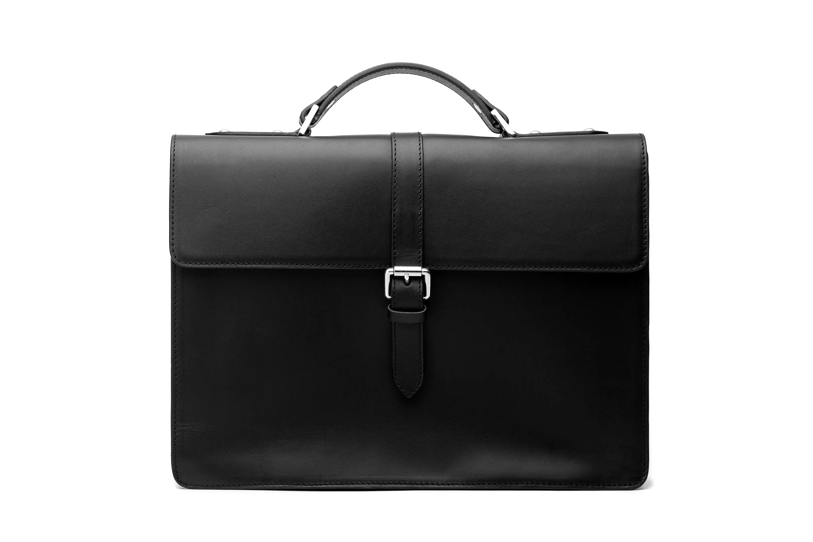 Leather Laptop Briefcase - Black