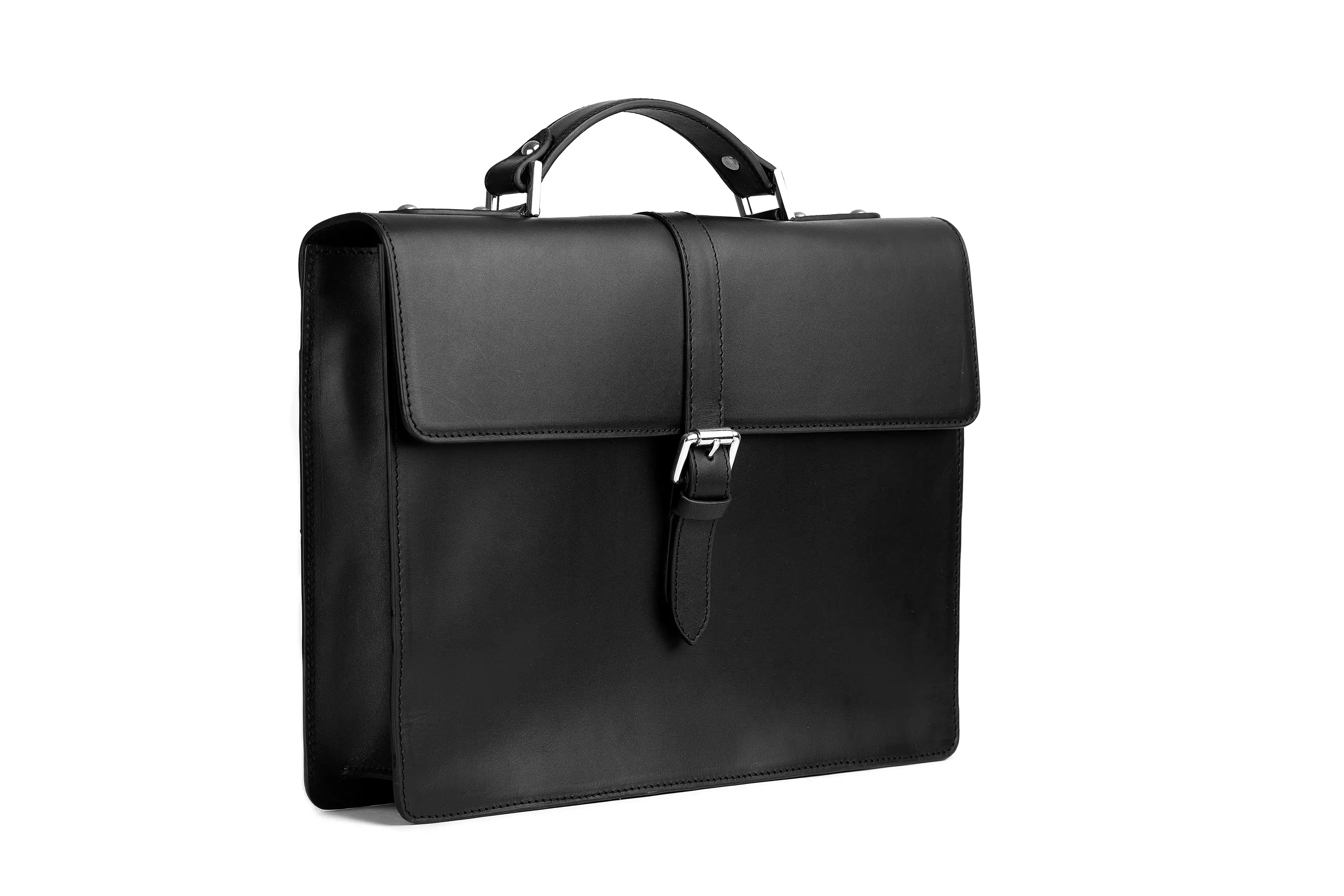 Leather Laptop Briefcase - Black