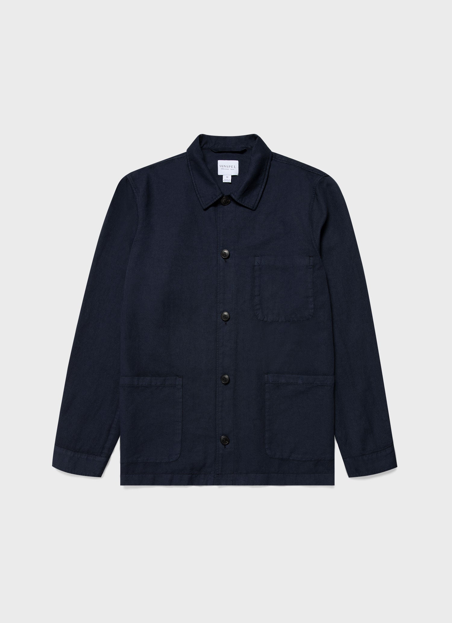 Men's Cotton Linen Twin Pocket Jacket in Navy