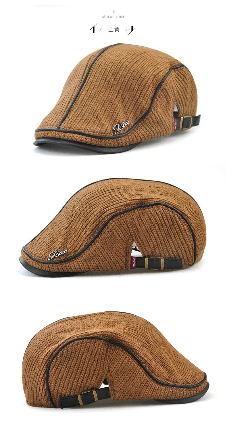 Men's High Quality Winter Casquette Homme Boina Leather Flat Cap Beret