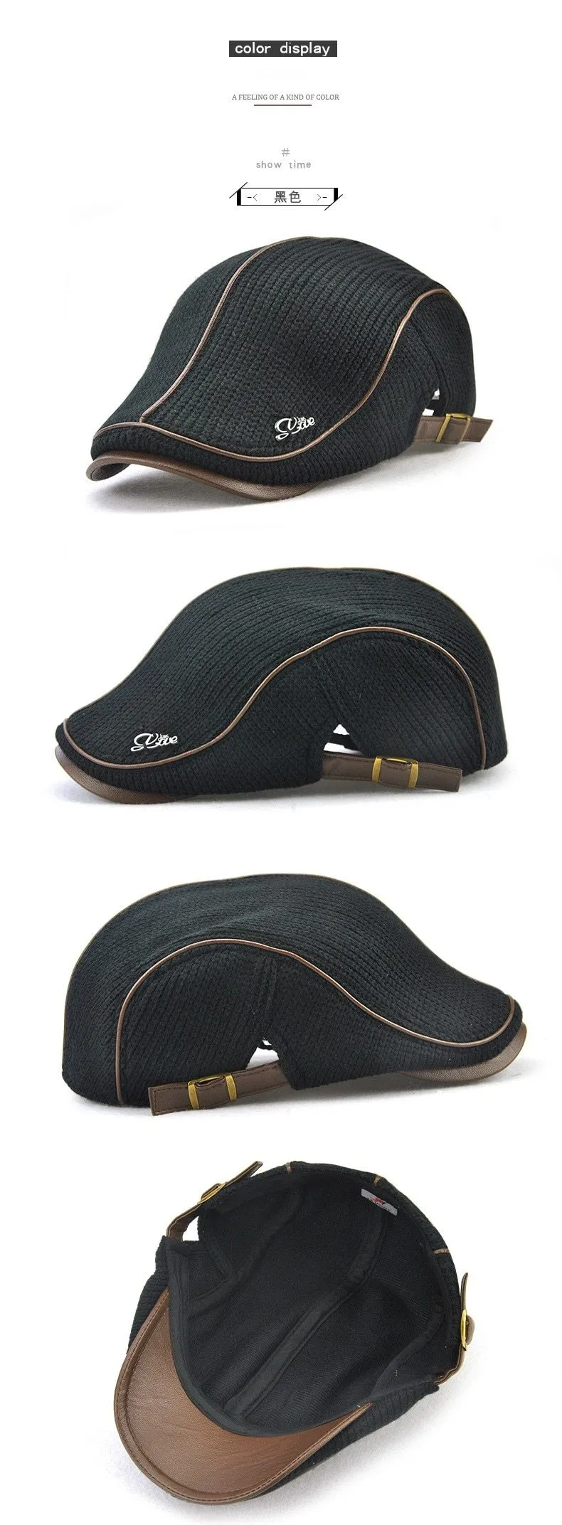 Men's High Quality Winter Casquette Homme Boina Leather Flat Cap Beret