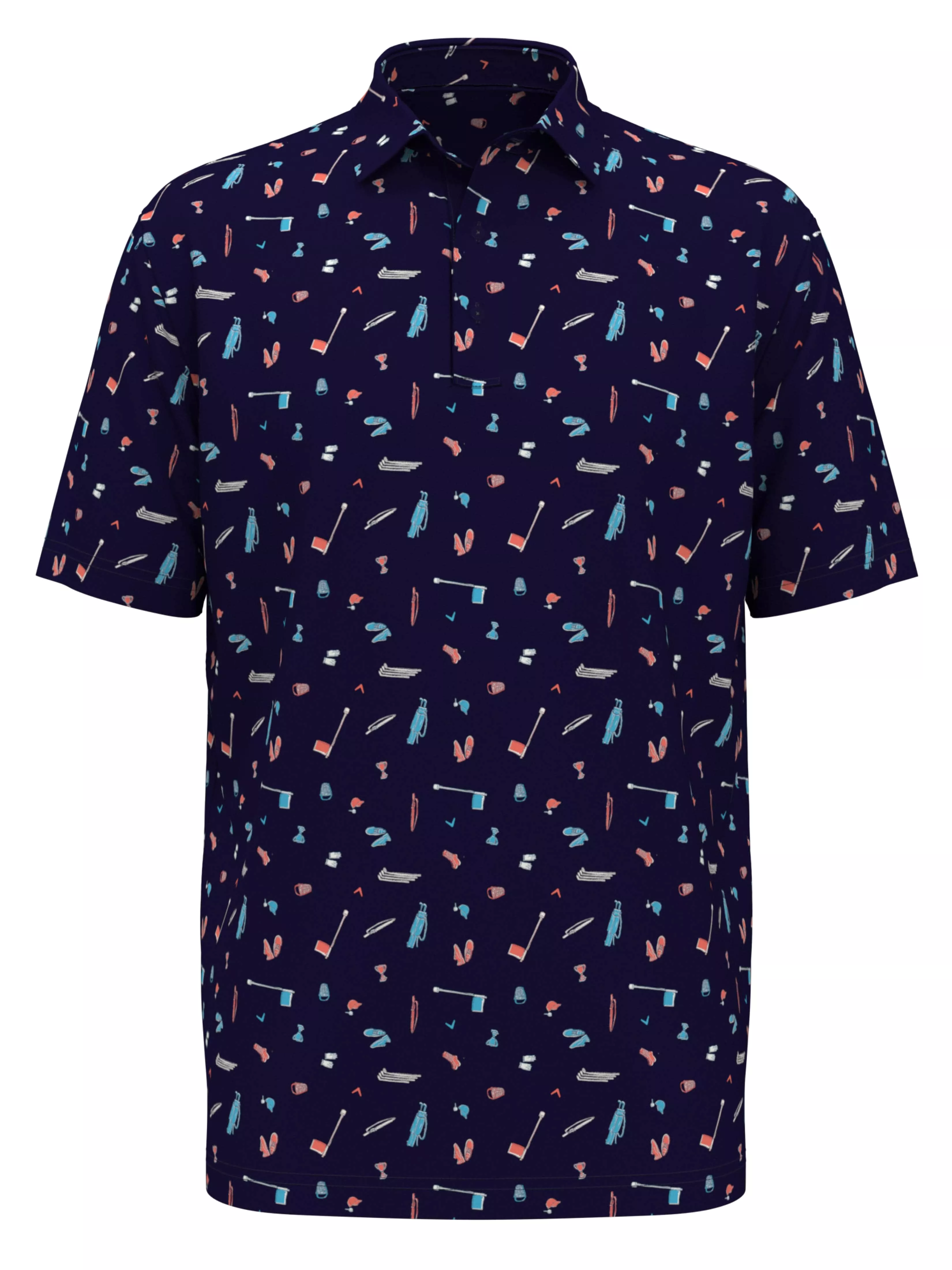 Mens Tee Time Print Golf Polo