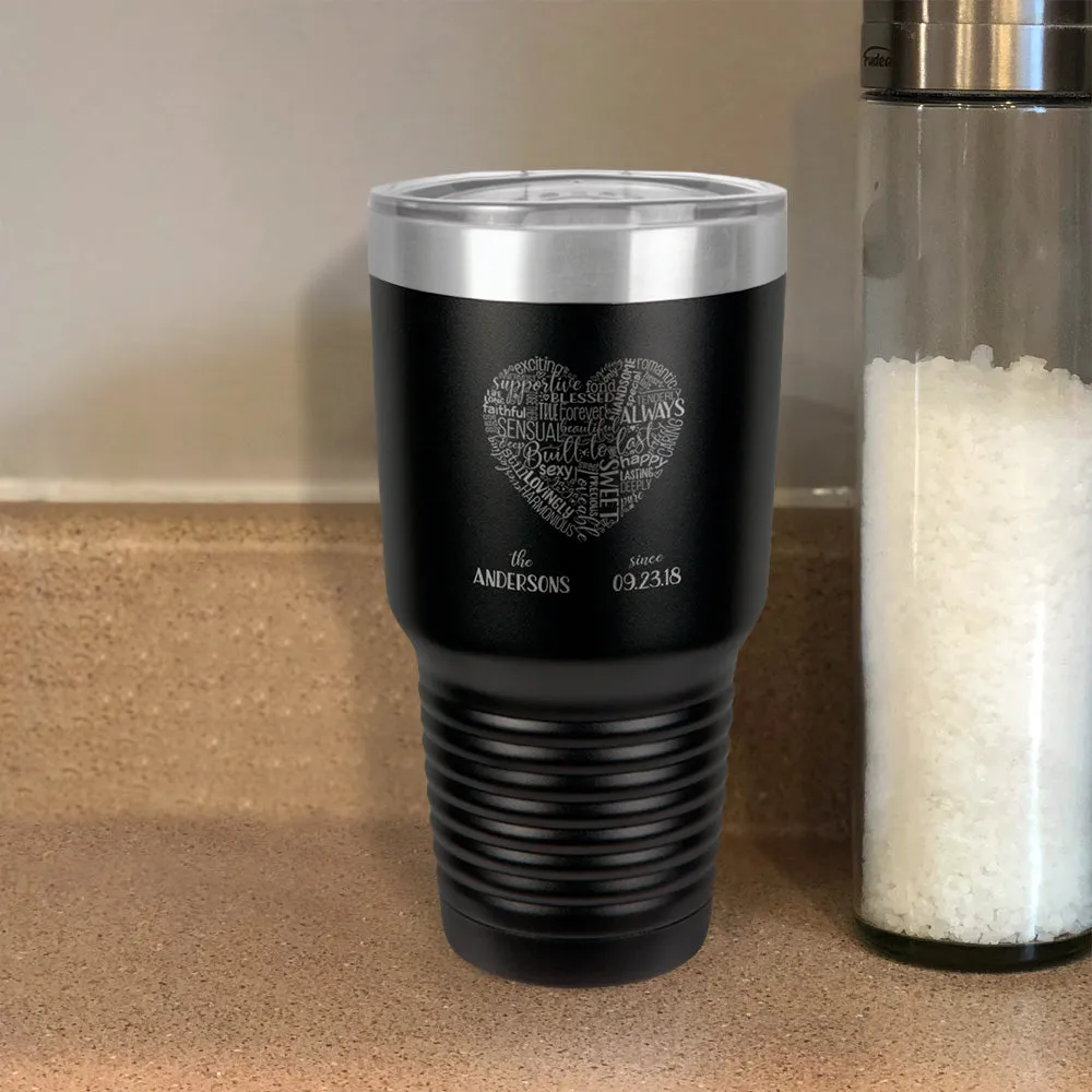 Personalized Stainless Steel Tumbler Love Words Couple