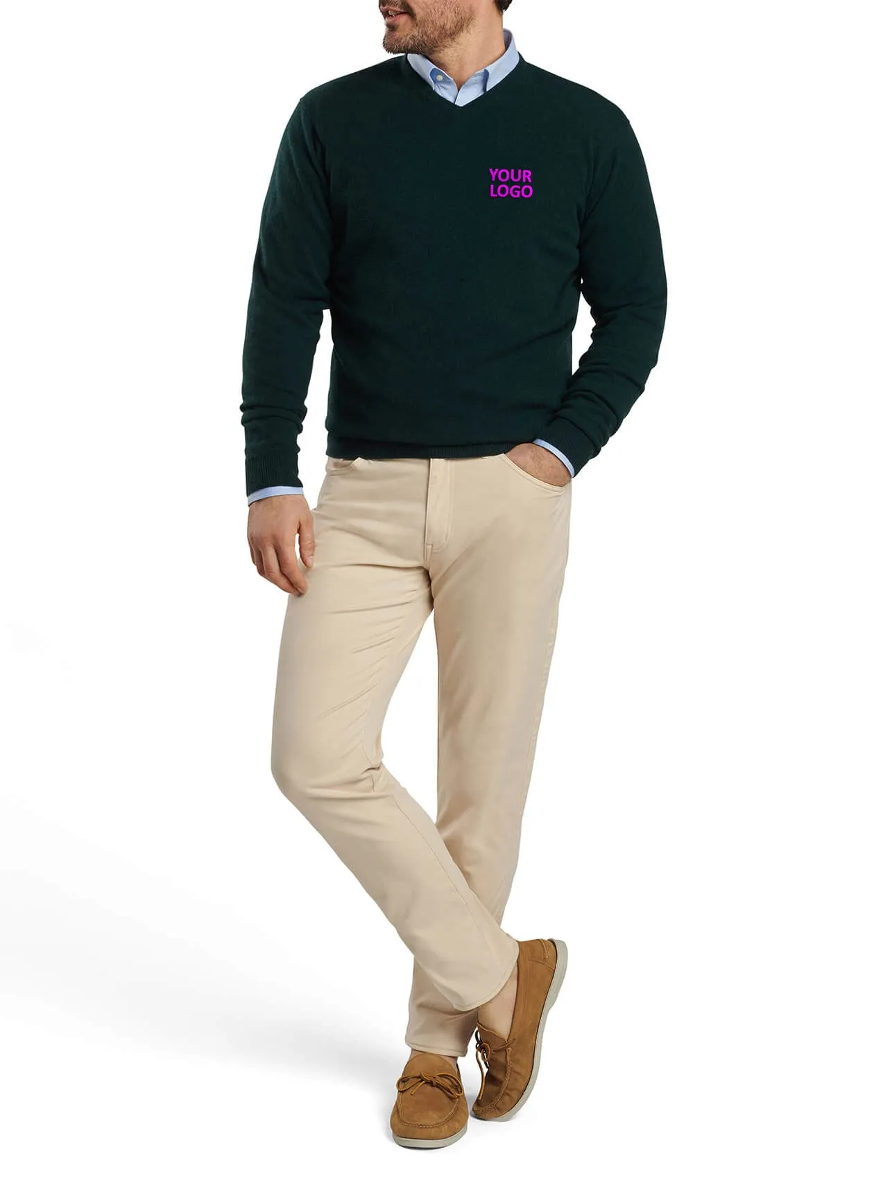 Peter Millar Crown Heritage Cashmere Custom V-Neck Sweaters, Balsam