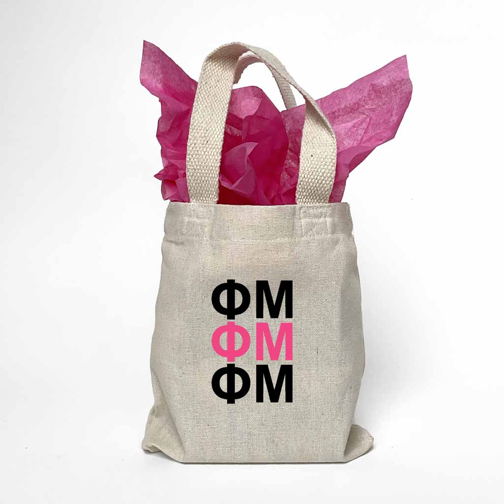 Phi Mu Sorority Greek Letters Mini Tote Gift Bag