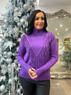 Purple Tassel Front Roll Neck Danni