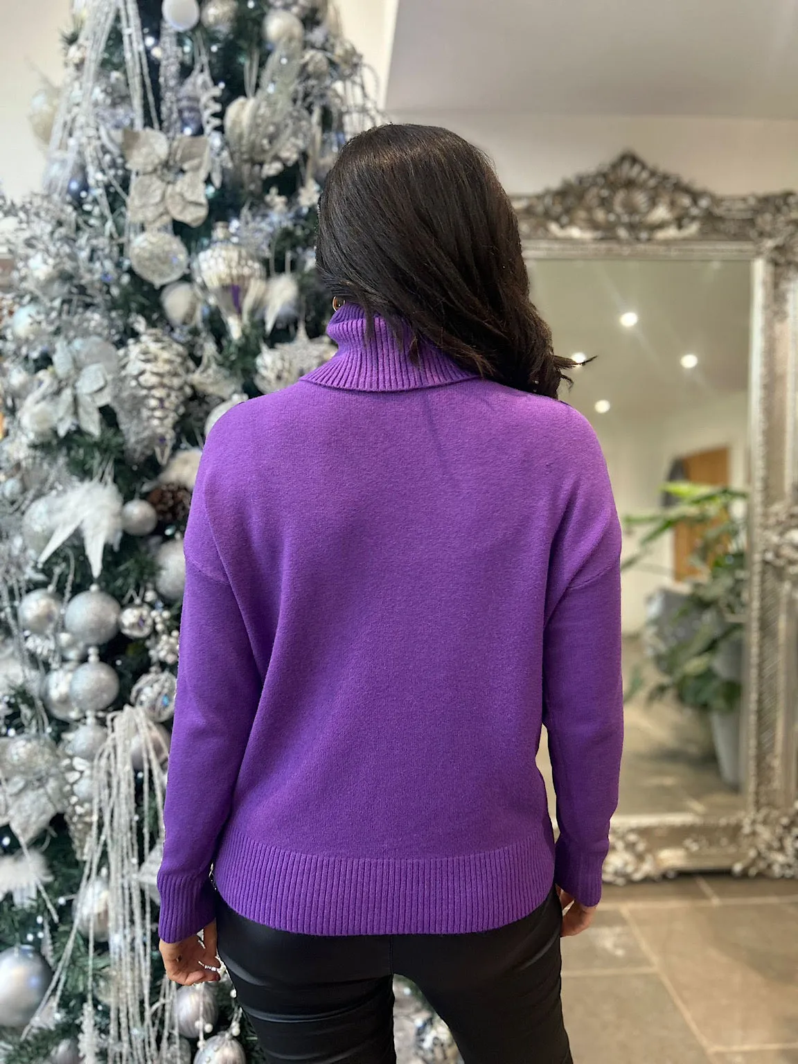 Purple Tassel Front Roll Neck Danni