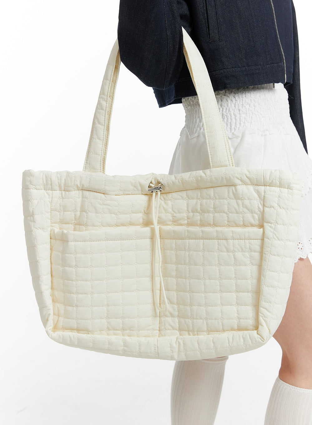 Quilted String Tote Bag IF423