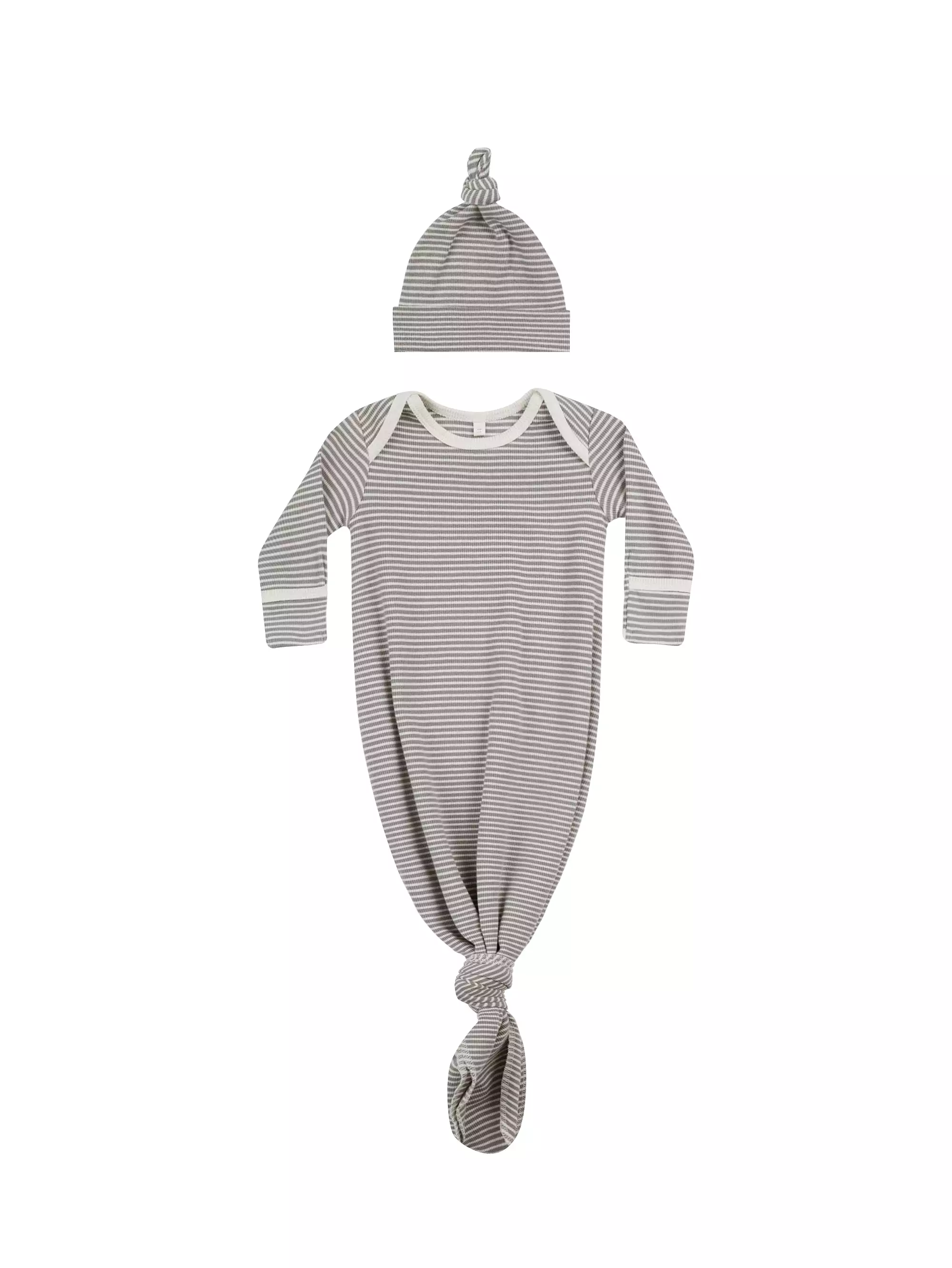 Quincy Mae - Lagoon Micro Stripe Knotted Gown + Hat Set