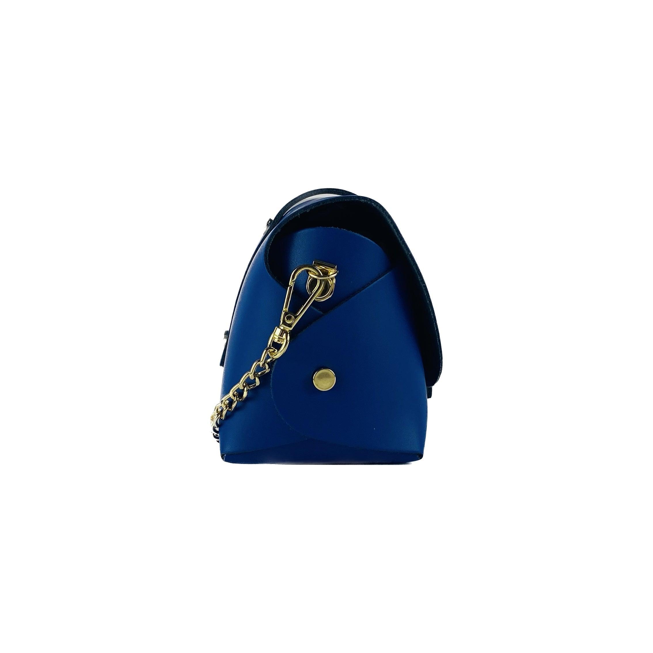 RB1001CH | Small Bag with Chain Shoulder Strap in Genuine Leather | 16.5 x 11 x 8 cm