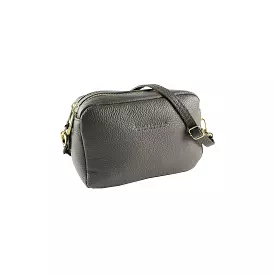 RB1008AQ | Women's shoulder bag with double zip in Genuine Leather | 20 x 15 x 9 cm